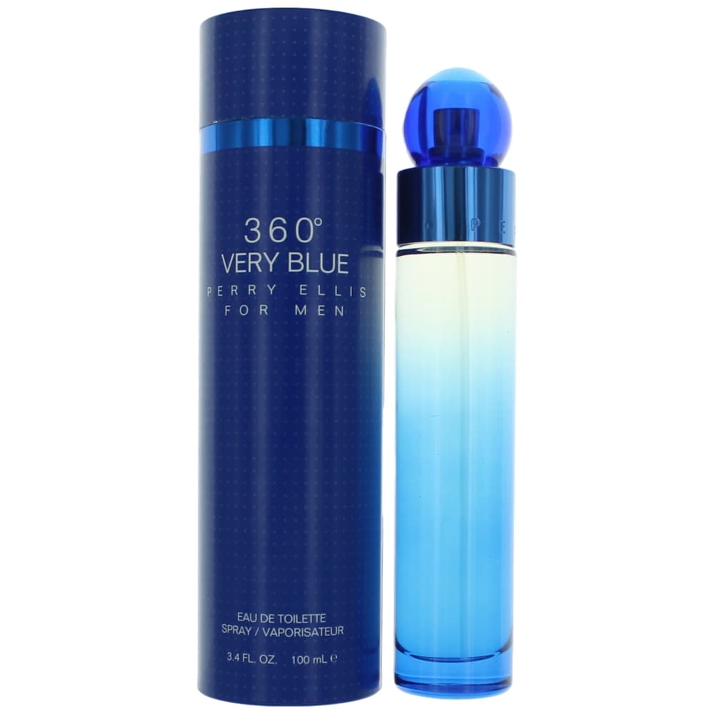 Bottle of Perry Ellis 360 Very Blue by Perry Ellis, 3.4 oz Eau De Toilette Spray for Men